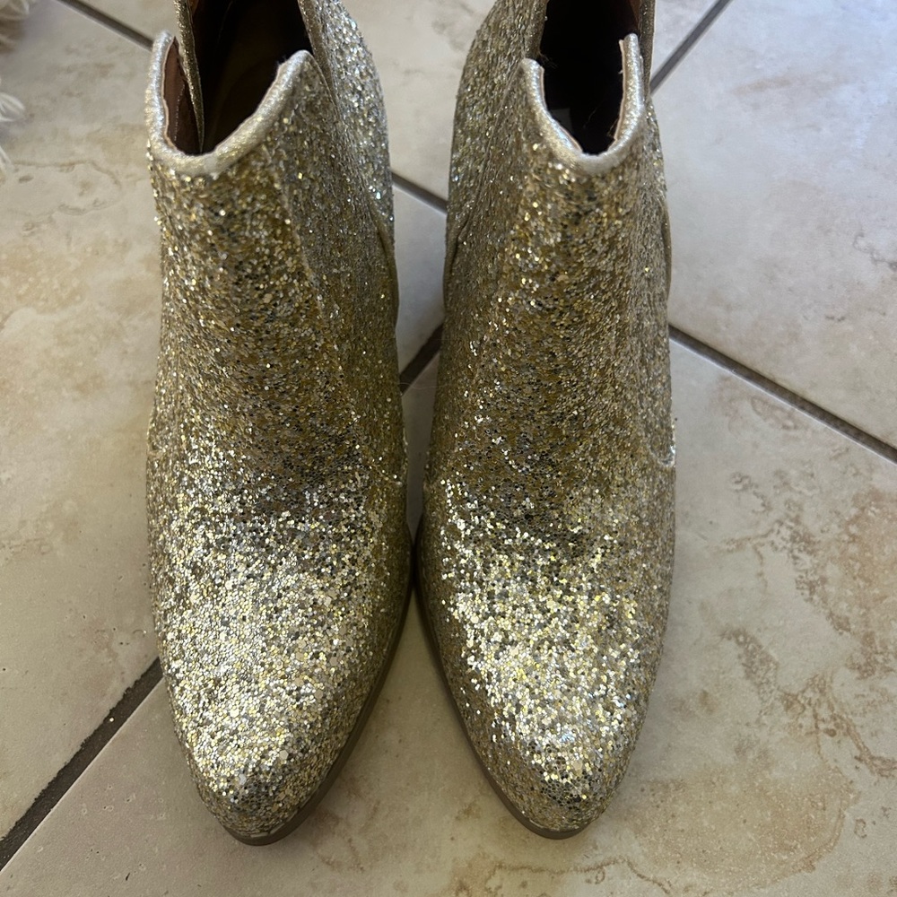 Glittery Gold Ankle Boots - Picture 2 of 4